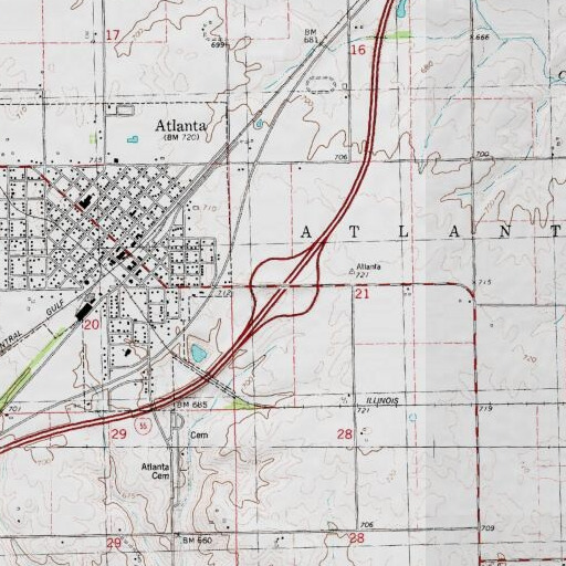 USGS 24K topo map of Interchange 140, IL