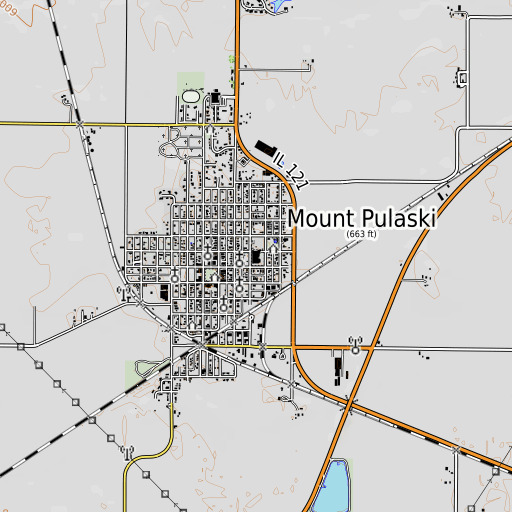 OpenTopoMap map of Mount Pulaski Elementary School, IL