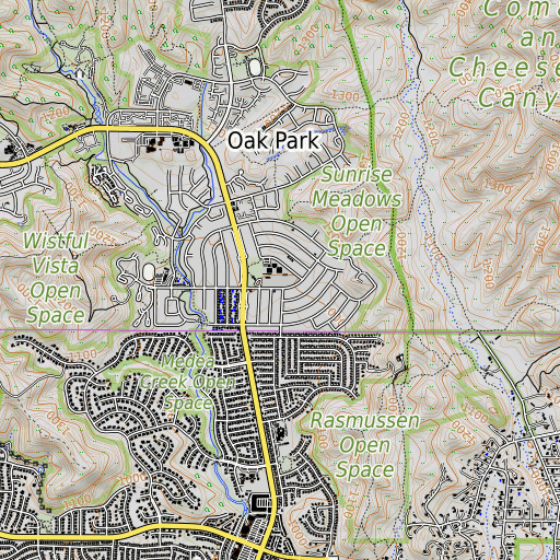 OpenTopoMap map of Brookside Elementary School, CA