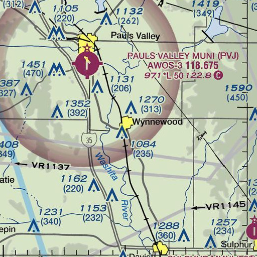 FAA VFR chart of Wynnewood Middle School, OK