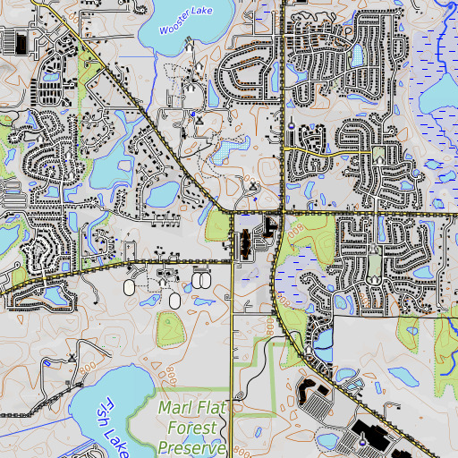 OpenTopoMap map of Brick School (historical), IL