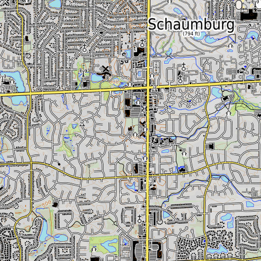 OpenTopoMap map of Everett Dirksen Elementary School, IL