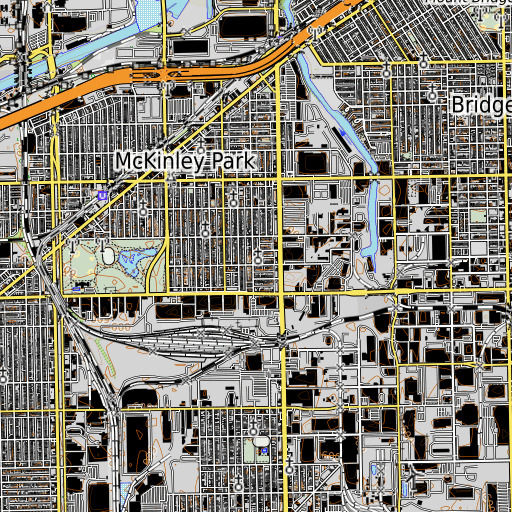 OpenTopoMap map of Evergreen Academy, IL