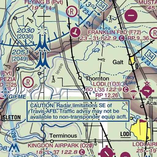 FAA VFR chart of Thornton Post Office, CA