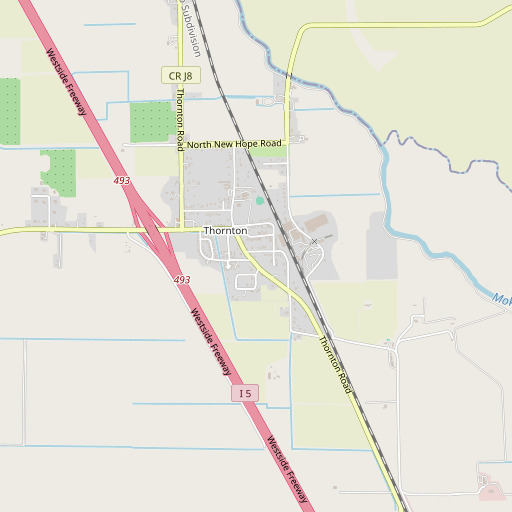 OpenStreetMap map of Thornton Post Office, CA