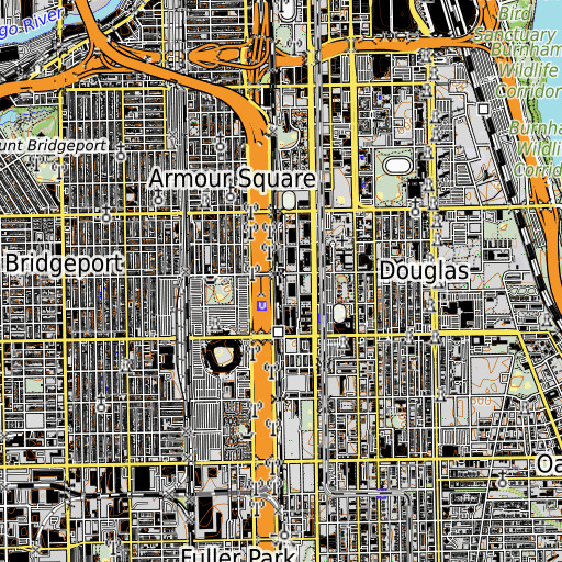 OpenTopoMap map of Main Building, IL