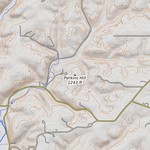 OpenTopoMap map of Perkins Hill, WI