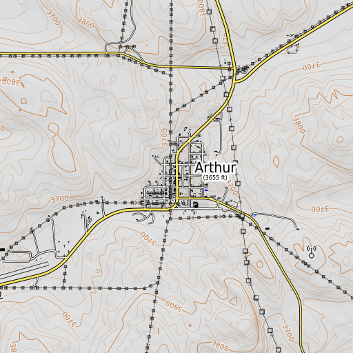 OpenTopoMap map of Arthur County Library, NE