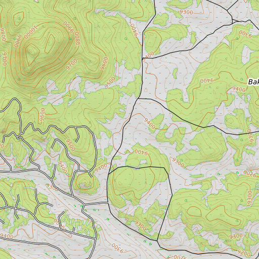 OpenTopoMap map of Baker Spring, CO