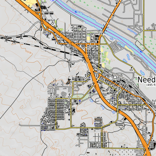 OpenTopoMap map of Needles High School, CA