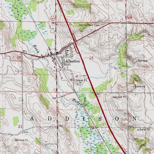 USGS 24K topo map of Allenton Elementary School, WI