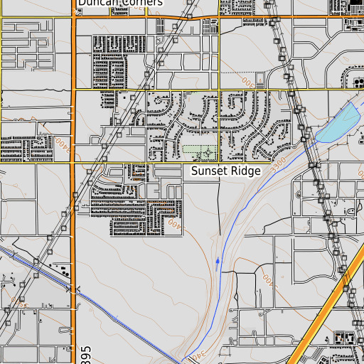 OpenTopoMap map of Sunset Ridge, CA