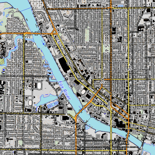 OpenTopoMap map of Webster Hall, WI