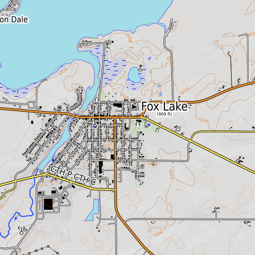 OpenTopoMap map of Fox Lake Elementary School, WI