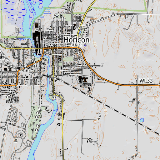 OpenTopoMap map of Horicon High School, WI