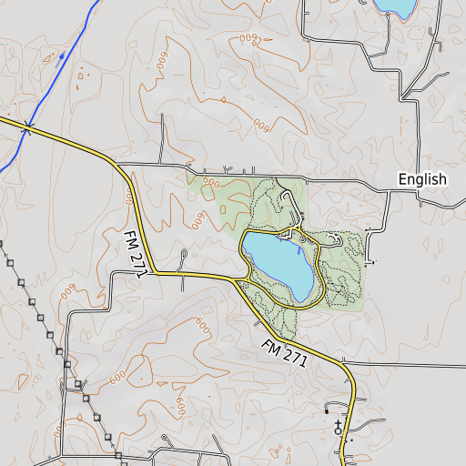 OpenTopoMap map of Bonham State Park Dam, TX