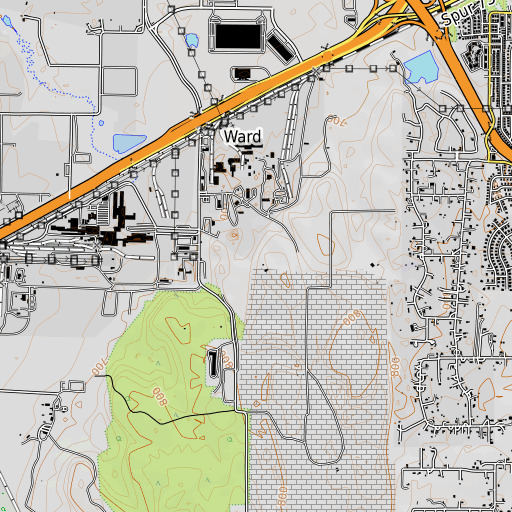 OpenTopoMap map of Cement Plant Dam, TX