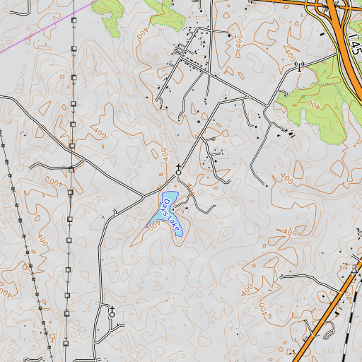 OpenTopoMap map of Whitaker Dam, TX