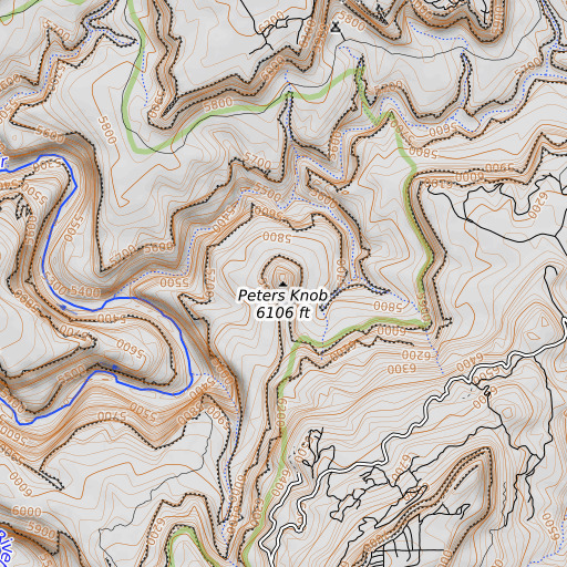 OpenTopoMap map of Peters Knob, CO