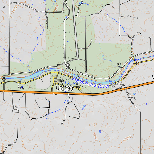 OpenTopoMap map of Johnson Dam, TX