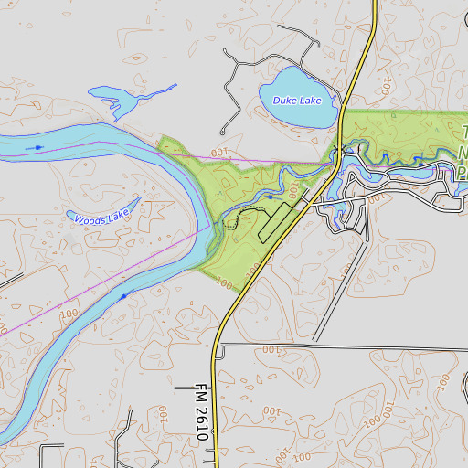 OpenTopoMap map of Pond 1 Dam, TX