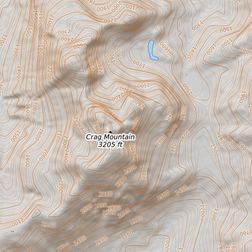 OpenTopoMap map of Crag Mountain, AK
