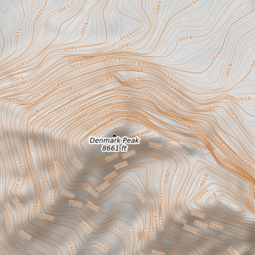 OpenTopoMap map of Denmark Peak, AK