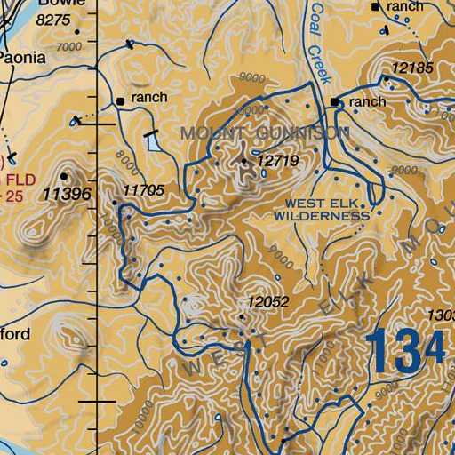 FAA VFR chart of Three Knobs, CO