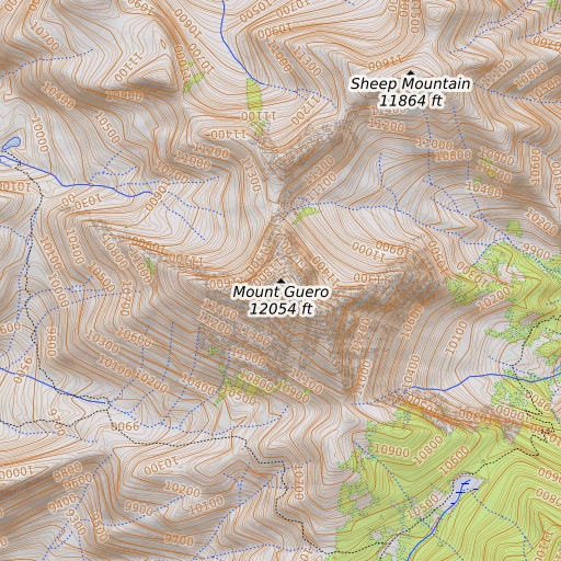 OpenTopoMap map of Mount Guero, CO