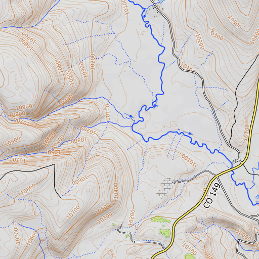OpenTopoMap map of Corral Creek, CO