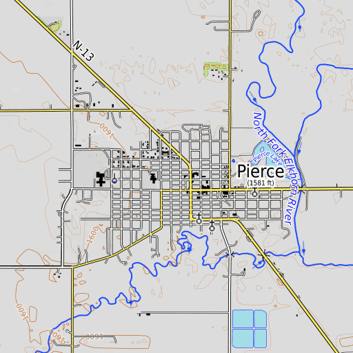OpenTopoMap map of Pierce Public Library, NE