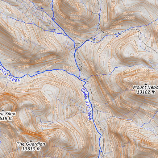 OpenTopoMap map of Trinity Creek, CO