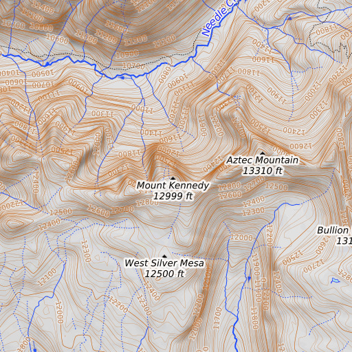 OpenTopoMap map of Mount Kennedy, CO
