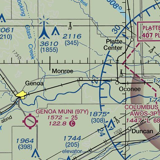FAA VFR chart of Monroe, NE