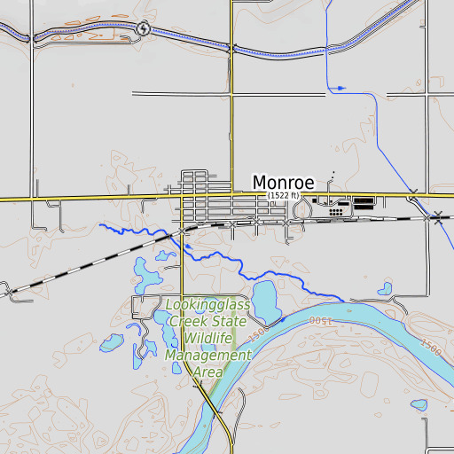 OpenTopoMap map of Monroe, NE