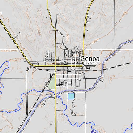 OpenTopoMap map of Genoa Post Office, NE