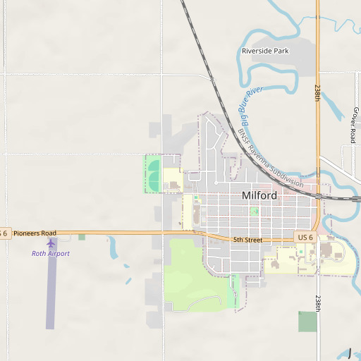 OpenStreetMap map of Milford Elementary School, NE