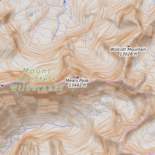 OpenTopoMap map of Mears Peak, CO