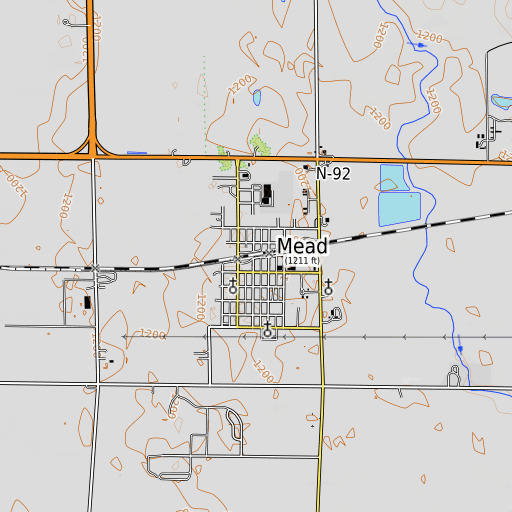 OpenTopoMap map of Mead, NE