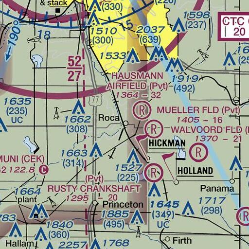 FAA VFR chart of Roca Post Office, NE