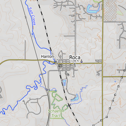 OpenTopoMap map of Roca Post Office, NE