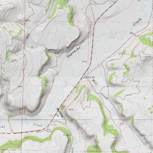 USGS 24K topo map of Mill Creek, CO