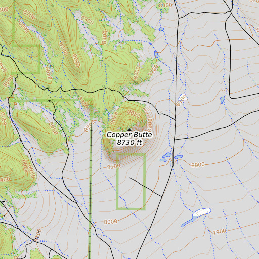 OpenTopoMap map of Copper Butte, CO