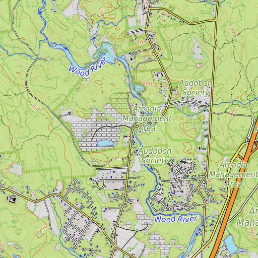 OpenTopoMap map of Bitgood Plot, RI