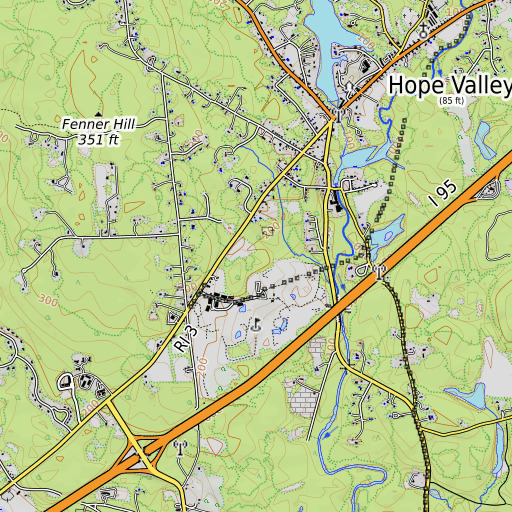 OpenTopoMap map of Bramen Plot, RI