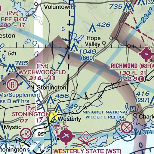 FAA VFR chart of Mary Lewis Plot, RI