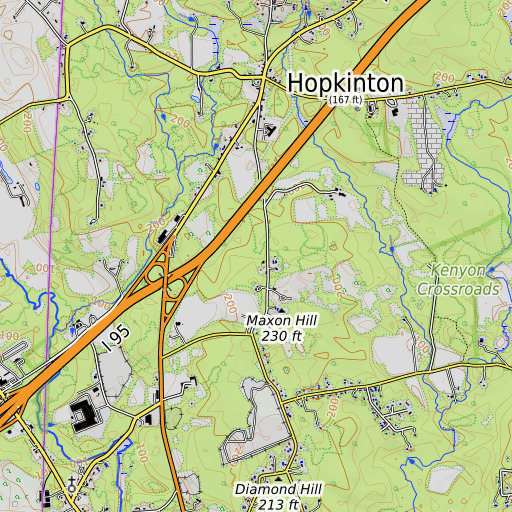 OpenTopoMap map of Mary Lewis Plot, RI