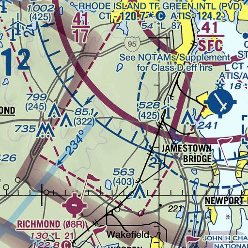 FAA VFR chart of Reynolds Plot, RI