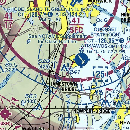 FAA VFR chart of Smiths Castle, RI