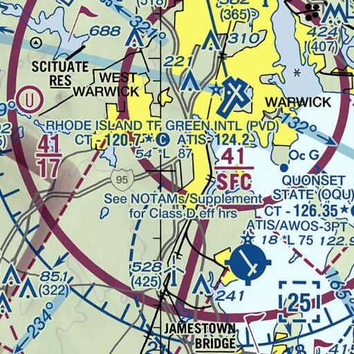 FAA VFR chart of Anthony Hall Plot, RI